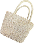 Natural Handwoven Corn Husk Basket with Strong Handmade Weaving, Delicate Fine Texture Storage Basket Suitable for Wedding Flower Girl or Home Decoration