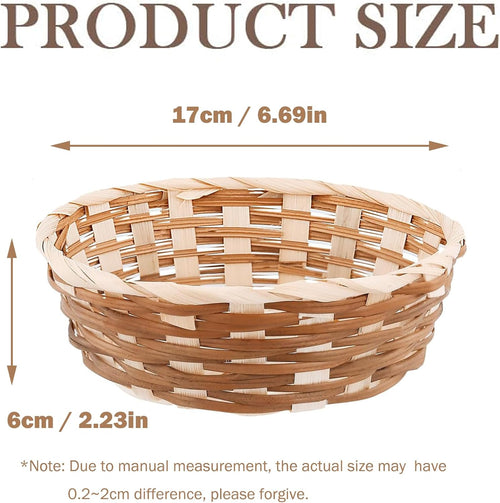 10Pcs Round Gift Baskets, Bamboo Bread Bin, Bread Baskets for Table, Natural Handmade Bamboo Fruit Basket for Shop Supermarket Restaurant Display Decor Home Storage