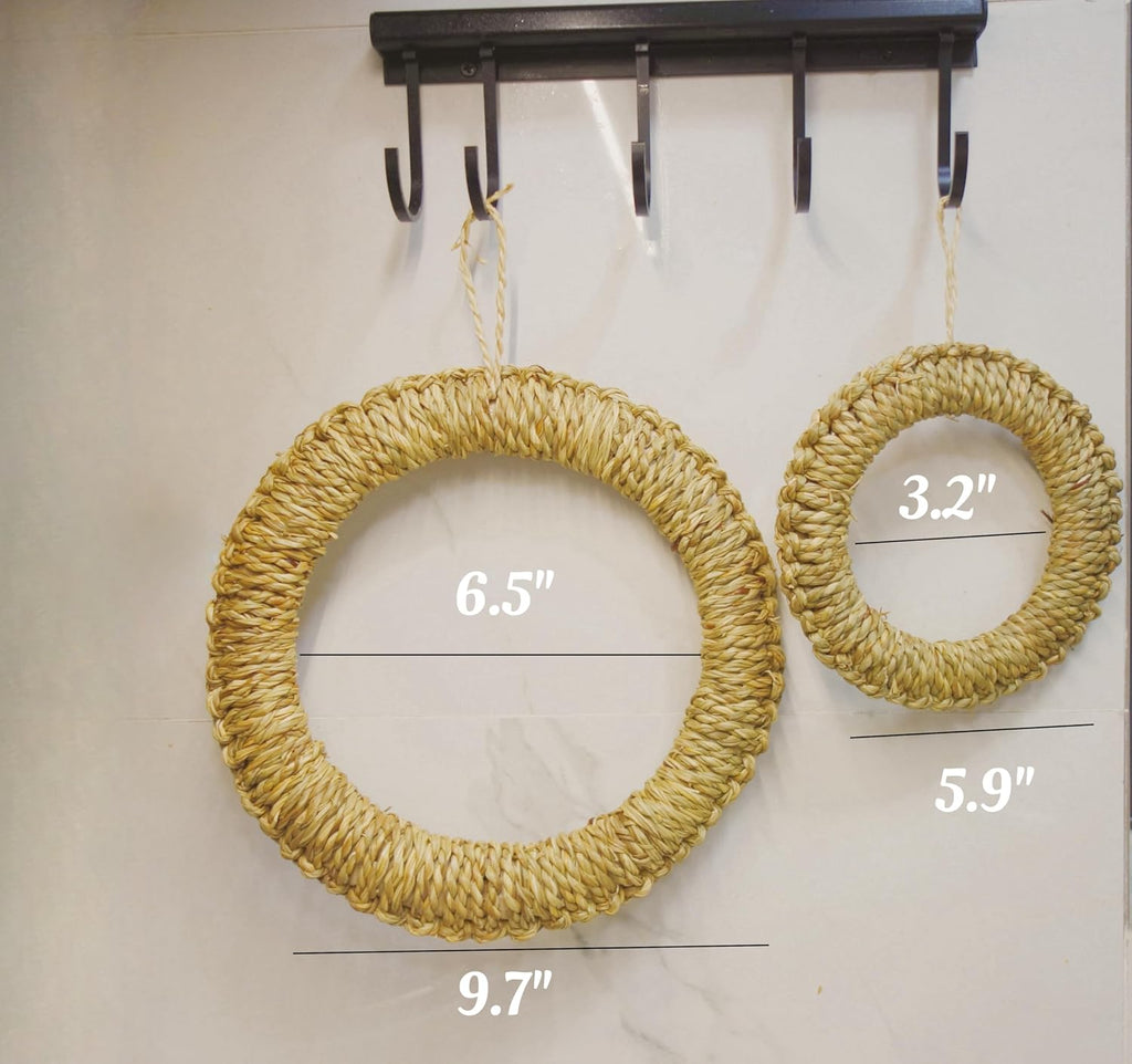 Handmade Natural Rattan Woven Pot Holder, Round Rustic Ring Shape Kitchen Trivet for Hot Dishes (Large)