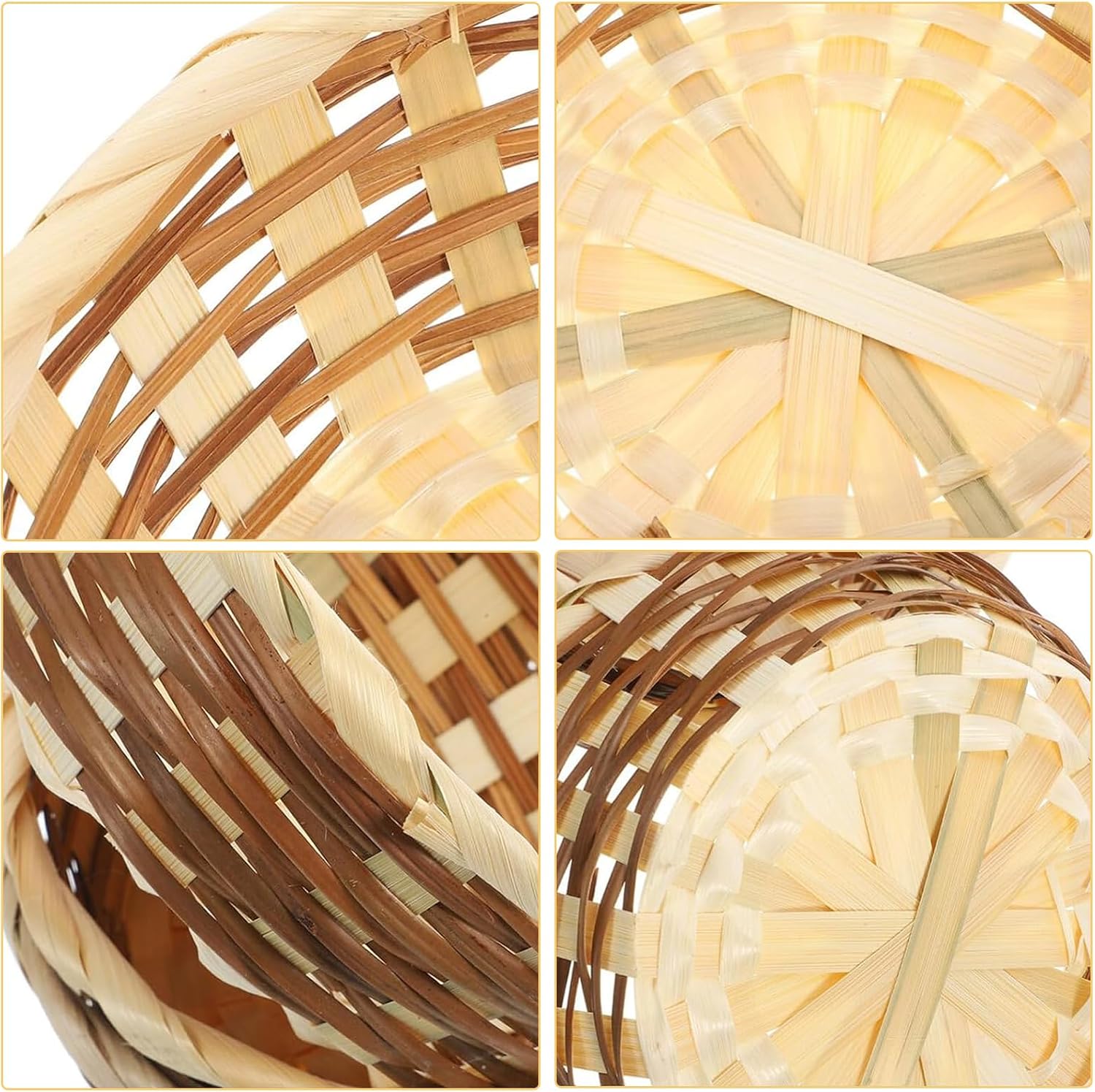 10Pcs Round Gift Baskets, Bamboo Bread Bin, Bread Baskets for Table, Natural Handmade Bamboo Fruit Basket for Shop Supermarket Restaurant Display Decor Home Storage